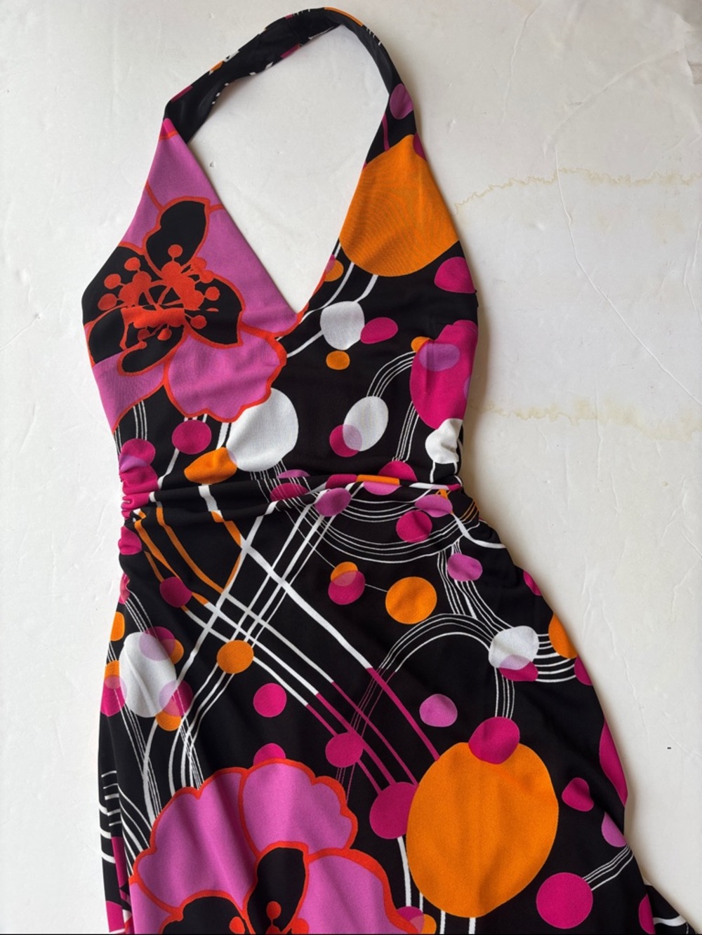90’s Vintage David Meister Halter Dress Designer Retro Y2K Asymmetrical Midi - Picture 6 of 17